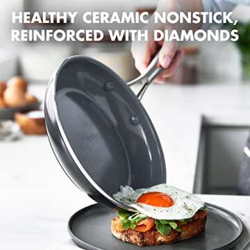 GreenPan Swift Healthy Ceramic Nonstick, 8" and 10" Frying Pan Skillet Set, Stainless Steel Handles,...