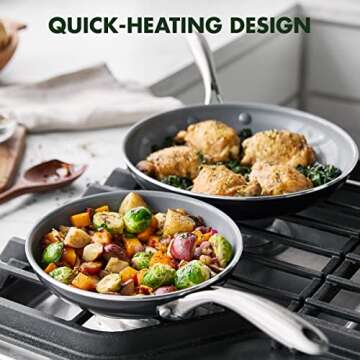 GreenPan Swift Healthy Ceramic Nonstick, 8" and 10" Frying Pan Skillet Set, Stainless Steel Handles, PFAS-Free, Dishwasher Safe, Oven Safe, Black