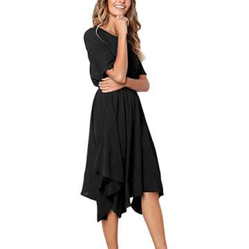 Alaster Women’s Chiffon Short Sleeve Casual Midi Dress Irregular Hem Summer Dress