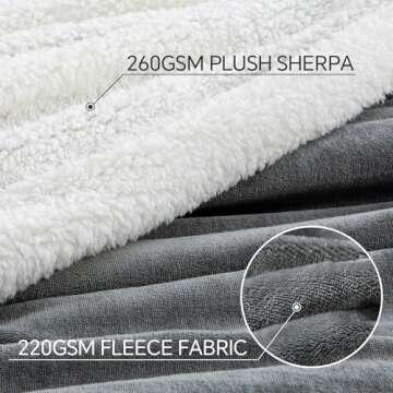 BEDELITE Sherpa Fleece Blanket - Thick Warm Blankets for Winter, Reversible Soft & Cozy Fluffy Throw Blanket for Couch and Bed (Grey, 50" X 60")