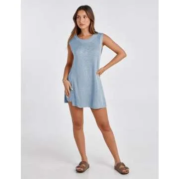 Bianstore Women's Summer Sweater Set Sleeveless Knit Pullover Top Matching Shorts 2 Piece Beach Vacation Outfits(Bluegrey-S)