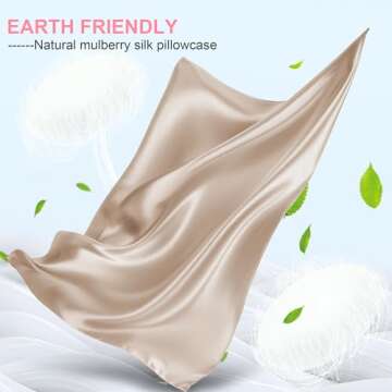 Mulberry Silk Pillow Cases 2 Pack Standard Size 20x26 Inches with Hidden Zipper, Ultra Smooth and So...