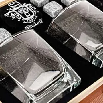Whiskey Glass Set with Chilling Stones for Fathers Day