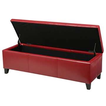 Christopher Knight Home Glouster PU Storage Ottoman, Red 17. 50D x 51. 25W x 16. 25H