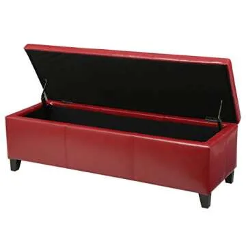 Christopher Knight Home Glouster PU Storage Ottoman, Red 17. 50D x 51. 25W x 16. 25H