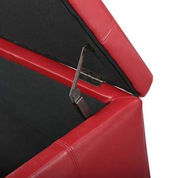 Christopher Knight Home Glouster PU Storage Ottoman, Red 17. 50D x 51. 25W x 16. 25H