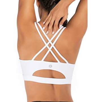 RUNNING GIRL Strappy Back Sports Bra for Women - Padded Supportive White Sports Bra Plus Size (WX235...
