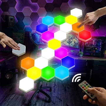 Vcwtty Hexagon LED Wall Lights - 13 Colors Touch-Control