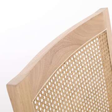 Guyou Mid Century Modern Rattan Accent Chair Set of 2, Upholstered Velvet Armchair with Rattan Back, Retro Living Room Chair for Fire Place/Bedroom/Hosting Room/Reading Room (Beige)