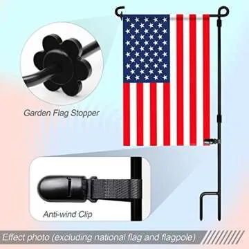 HOOSUN 10 Pack Garden Flag Clips and Stoppers - Durable & Adjustable