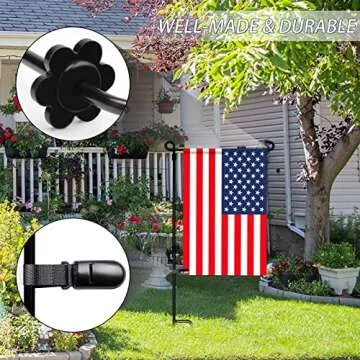 HOOSUN 10 Pack Garden Flag Clips and Stoppers - Durable & Adjustable