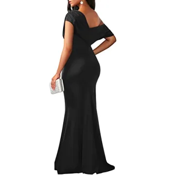 YMDUCH Elegant Off Shoulder Evening Dress for Women