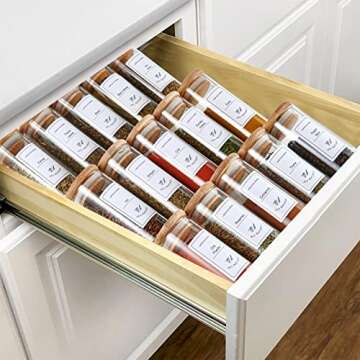 casato 4Oz Spice Jars, 14 Pack Glass Food Storage Jars Containers with Airtight Bamboo Lids, High Borosilicate Glass Kitchen Canisters For Spice and More (Round) (4OZ)