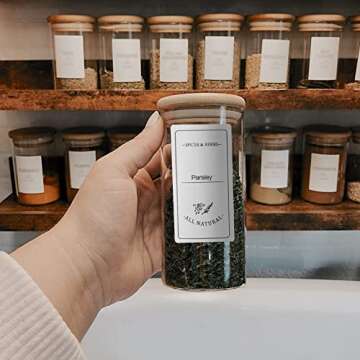 casato 4Oz Spice Jars, 14 Pack Glass Food Storage Jars Containers with Airtight Bamboo Lids, High Borosilicate Glass Kitchen Canisters For Spice and More (Round) (4OZ)