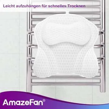 AmazeFan Luxury Bath Pillow, Ergonomic Bathtub Spa Pillow with 4D Air Mesh Technology and 6 Suction Cups, Helps Support Head, Back, Shoulder and Neck, Fits All Bathtub, Hot Tub and Home Spa(US Patent)