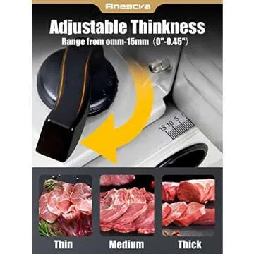 Meat Slicer, Anescra 200W Electric Deli Food Slicer with Removable 7.5’’ Stainless Steel Blade and Food Carriage, 0-15mm Adjustable Thickness Meat Slicer for Home, Food Slicer Machine