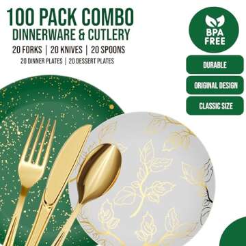 Trendables Christmas Plates Set of 100, Elegant & Disposable