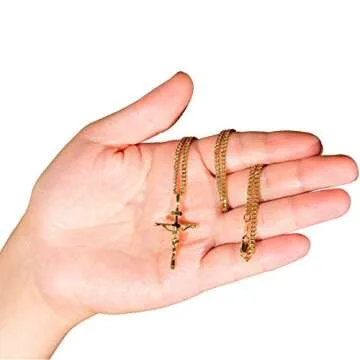 Classic Cross Necklace for Men & Women 24k Gold Plated