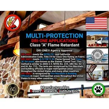 Eco-Safe DRI-ONE Fire Retardant Spray for Fabric, Wood, and More