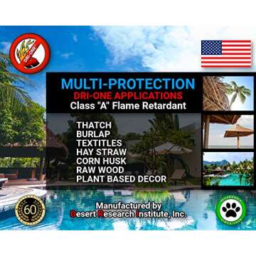 Fire Retardant Spray (Class A for Fabric, Wood, Theater Curtains & More) Eco-Safe, Non Toxic, C.A.C. Title-19, ASTM E84, DRI-ONE