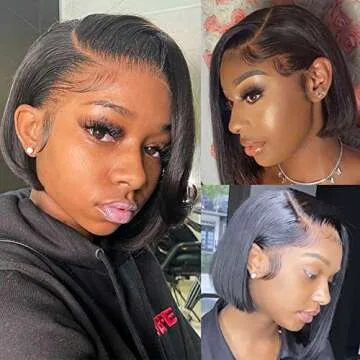 Alipearl Hair Short Bob Lace Front Human Hair Wig Brazilian Straight Bob Wigs Pre Plucked Hairline Natural Color Wigs For Black Women Ali Pearl Hair Wig (12" Bob)