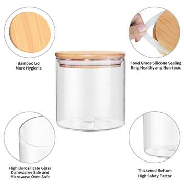 Food Storage Jar, 18.6 FL OZ (550 ML), [Thickened Version] 77L Glass Food Storage Jar with Airtight Seal Bamboo Lid - Modern Design Clear Food Storage Canister for Serving Tea, Coffee, Spice and More
