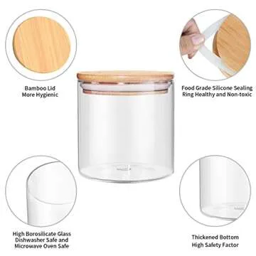 Modern Airtight Food Storage Jar with Bamboo Lid - 18.6 oz