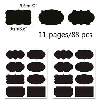Chalkboard Labels Bulk (80PCS) - Mini Decorative Chalk Labels - Free Erasable Chalk Pen,Black stickes Labels for Food Storage Classification, Adhesive Blackboard Stickes Label