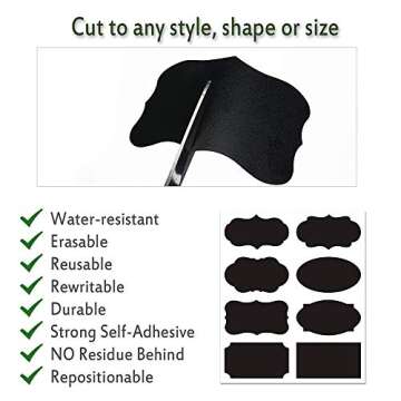 Chalkboard Labels Bulk (80PCS) - Mini Decorative Chalk Labels - Free Erasable Chalk Pen,Black stickes Labels for Food Storage Classification, Adhesive Blackboard Stickes Label