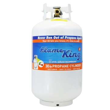 Flame King YSN330 30lb Steel Propane Tank Cylinder with Gauge and OPD Valve for Grills and BBQs, Cam...