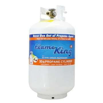 Flame King YSN330 30lb Steel Propane Tank Cylinder with Gauge and OPD Valve for Grills and BBQs, Camping, Fishing, & Outdoor Activities, White