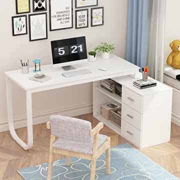 Stylish Homsee L-Shaped Computer Desk with Storage