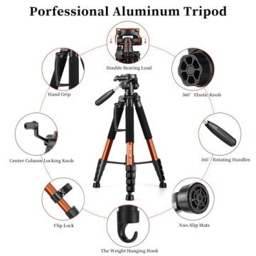 JOILCAN 74" Professional Tripod for Cameras and Phones