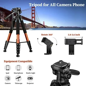 JOILCAN 74" Professional Tripod for Cameras and Phones