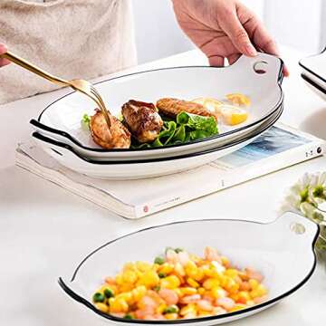 ZOOFOX Oval Serving Platter Set of 4 Ceramic Trays