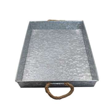 Galvanized Metal Rectangular Serving Tray for Home, Office, Party, Wedding, Spa, Serving - Jumbo Ser...
