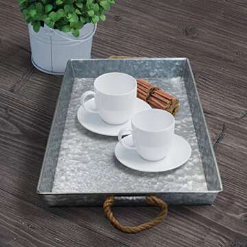 Galvanized Metal Rectangular Serving Tray - Jumbo Serving Delight