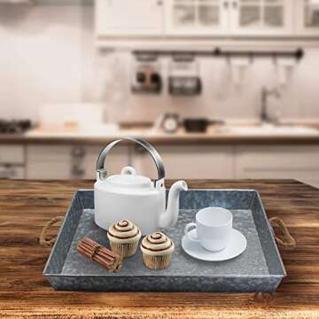 Galvanized Metal Rectangular Serving Tray - Jumbo Serving Delight
