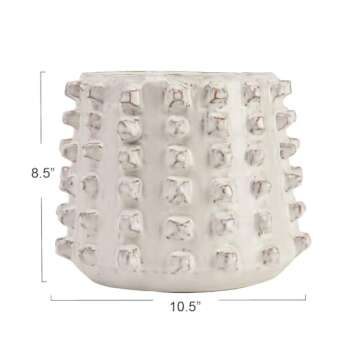 Creative Co-Op Stoneware Sculptural Raised Dots, Ivory Planter