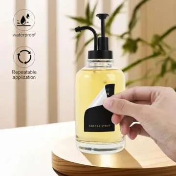 Joyfulmap Stylish Coffee Syrup Dispenser Set with Labels