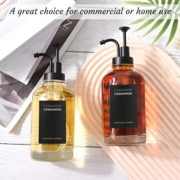 Joyfulmap Stylish Coffee Syrup Dispenser Set with Labels