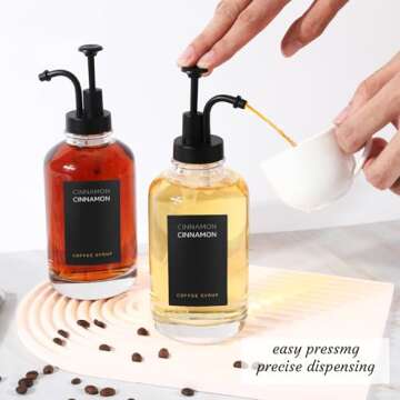 Joyfulmap Stylish Coffee Syrup Dispenser Set with Labels