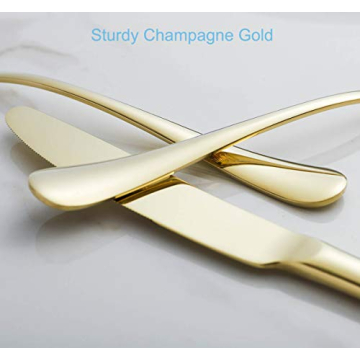 20-Piece Flatware Silverware Set Service for 4 Stainless Steel Cutlery Include Knife Fork Spoon Dishwasher Safe (Gold)