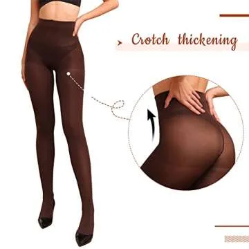 WAKUNA 2 Pairs Pantyhose Opaque Tights 40D Resistant Control Top（Black+Brown,Small