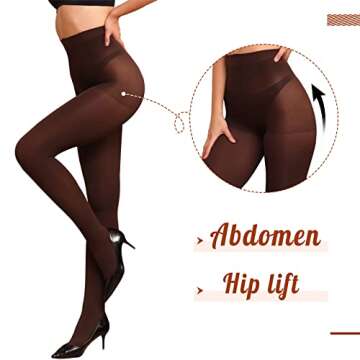 WAKUNA 2 Pairs Pantyhose Opaque Tights 40D Resistant Control Top（Black+Brown,Small