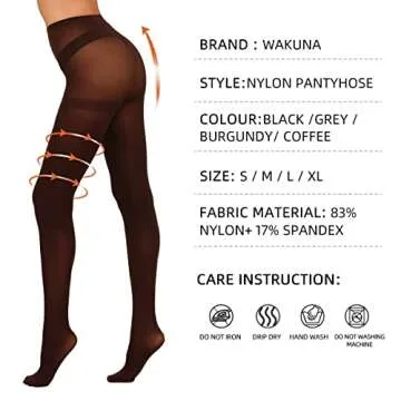 WAKUNA 2 Pairs Pantyhose Opaque Tights 40D Resistant Control Top（Black+Brown,Small
