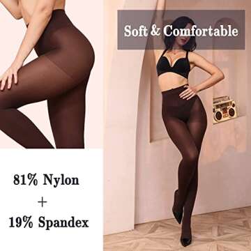WAKUNA 2 Pairs Pantyhose Opaque Tights 40D Resistant Control Top（Black+Brown,Small