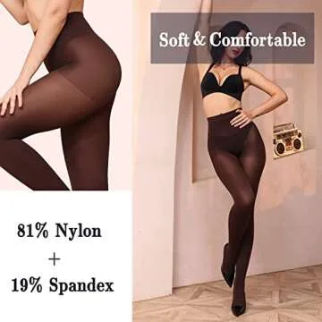 WAKUNA 2 Pairs Pantyhose Opaque Tights 40D Resistant Control Top（Black+Brown,Small