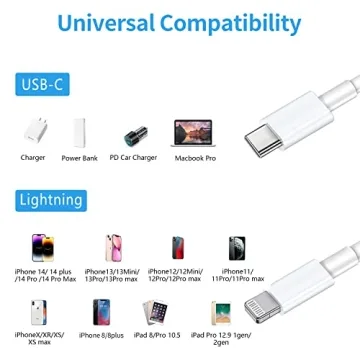 Ximytec 10FT USB C to Lightning Cable 3-Pack Fast Charger