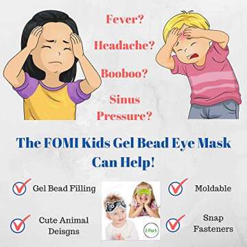 Kids Hot Cold Eye Masks for Comforting Pain Relief